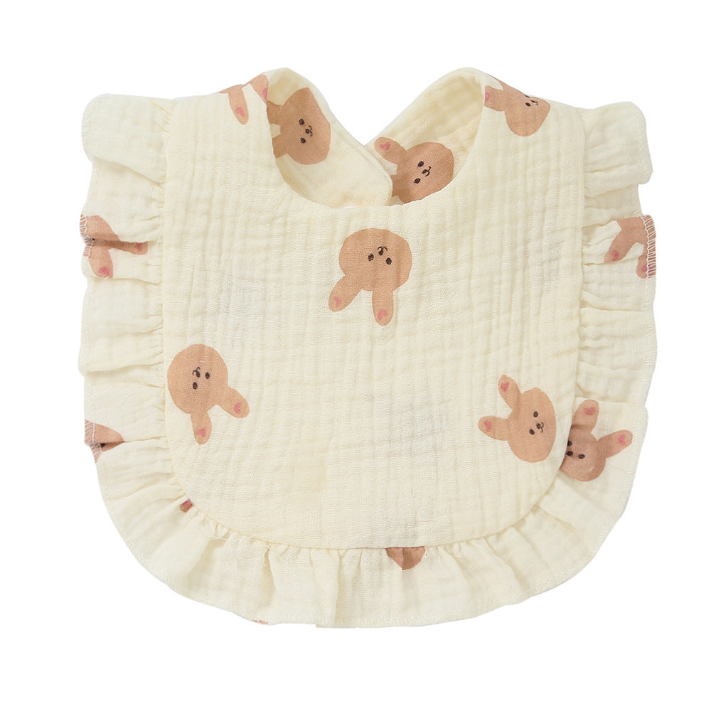 Children's Printed Pure Cotton Lace Bib
