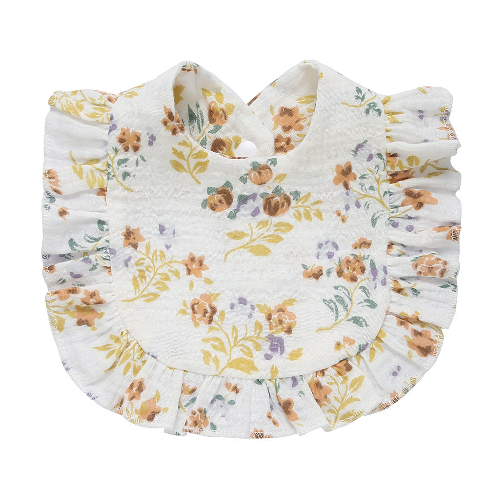Children's Printed Pure Cotton Lace Bib