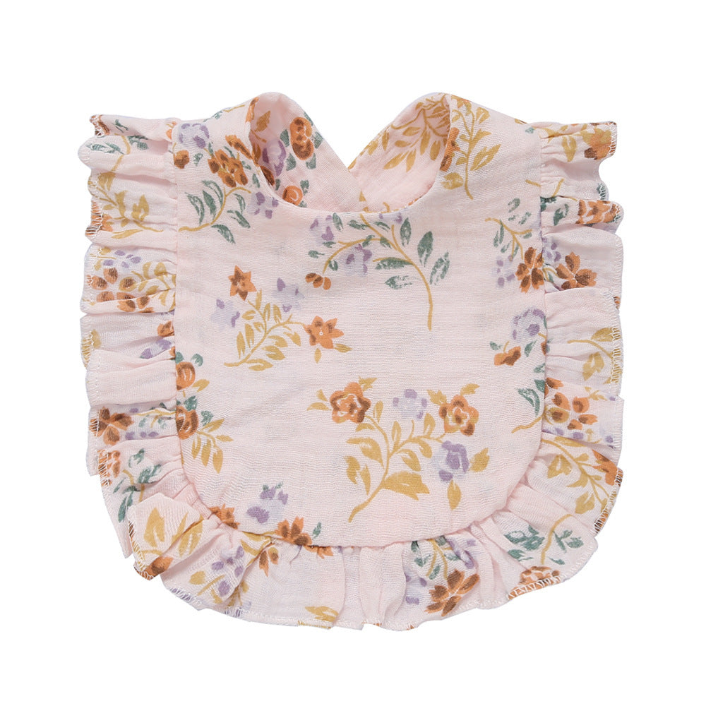 Children's Printed Pure Cotton Lace Bib