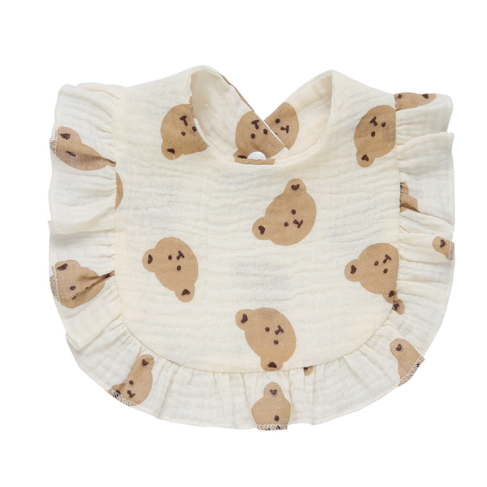 Children's Printed Pure Cotton Lace Bib