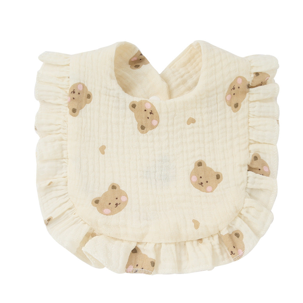 Children's Printed Pure Cotton Lace Bib