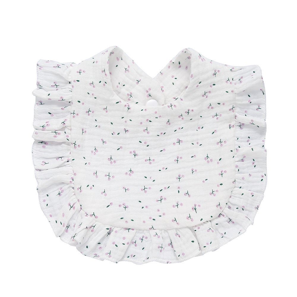 Children's Printed Pure Cotton Lace Bib