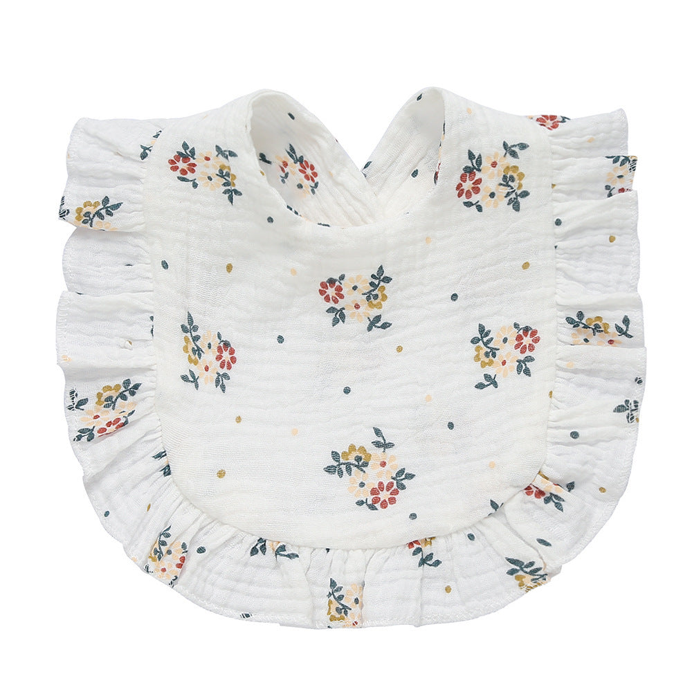 Children's Printed Pure Cotton Lace Bib