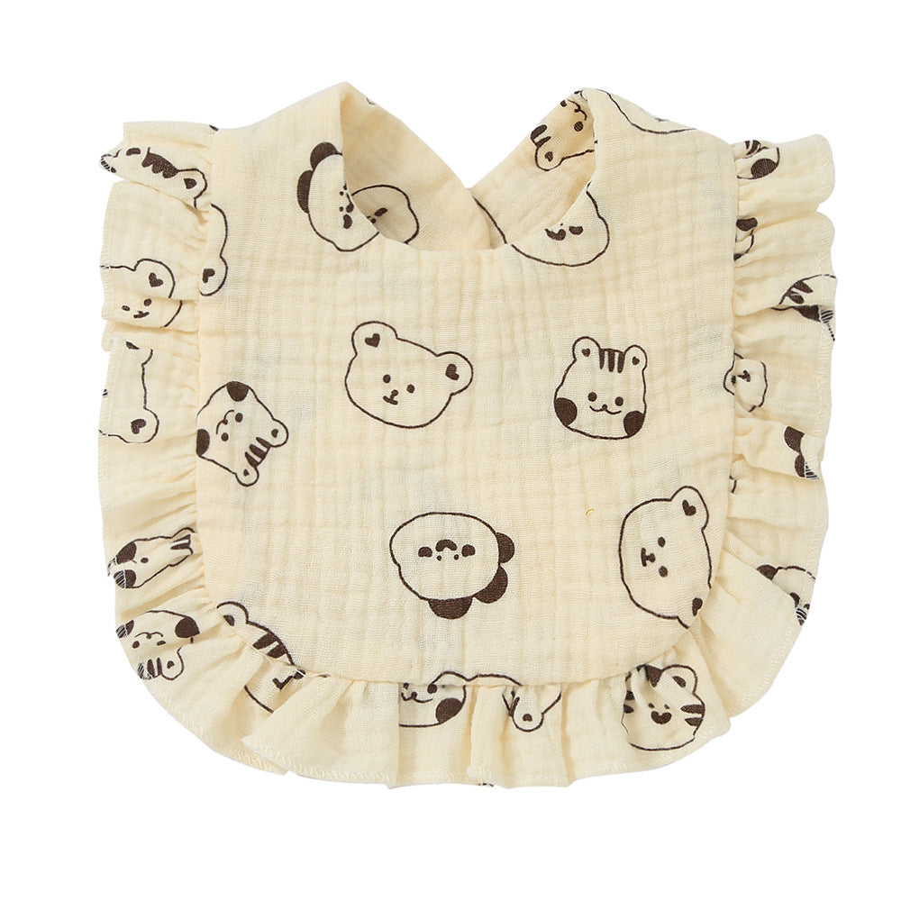 Children's Printed Pure Cotton Lace Bib