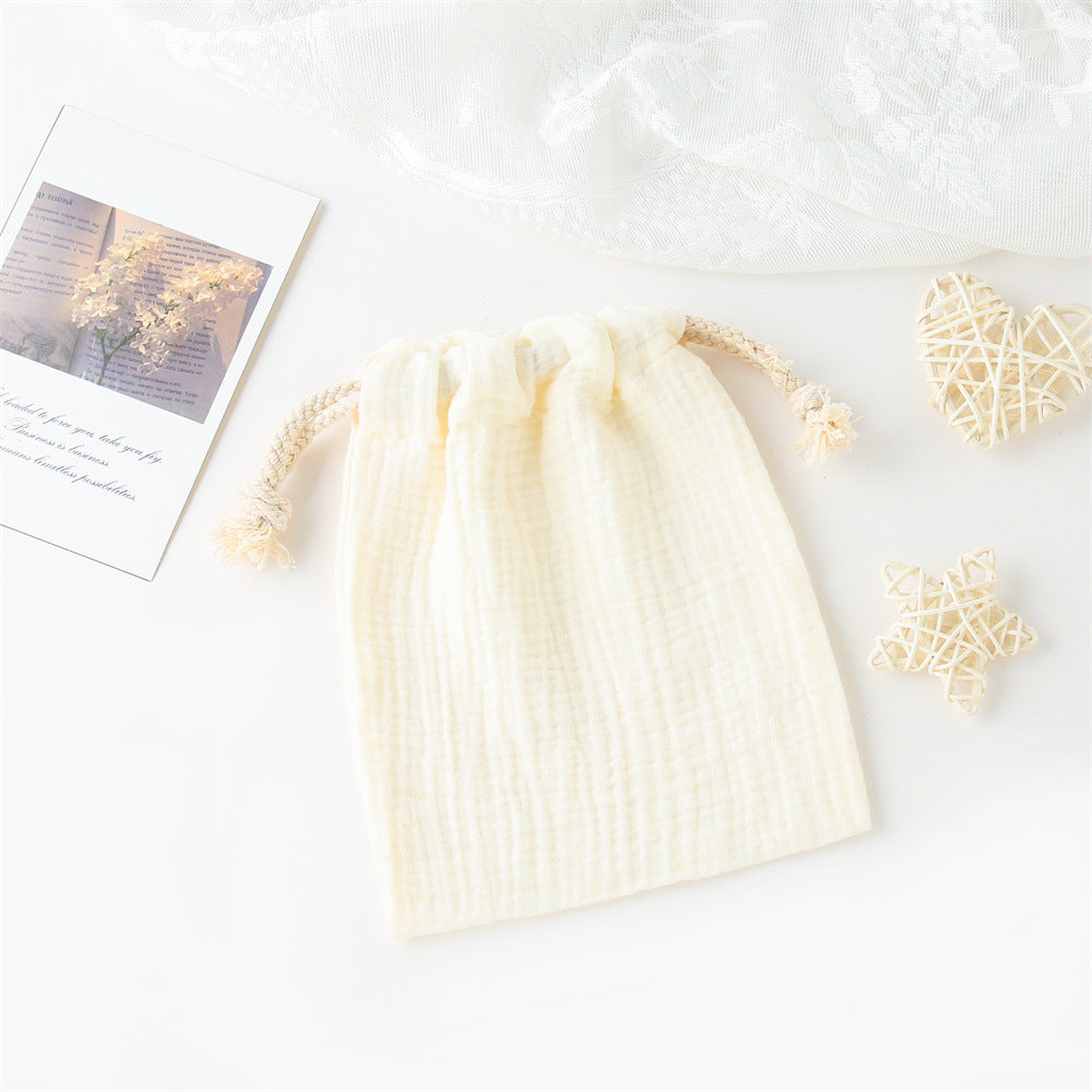 Double-layer Drawstring Pocket Cotton Printed Crepe Bib Hanging Bag