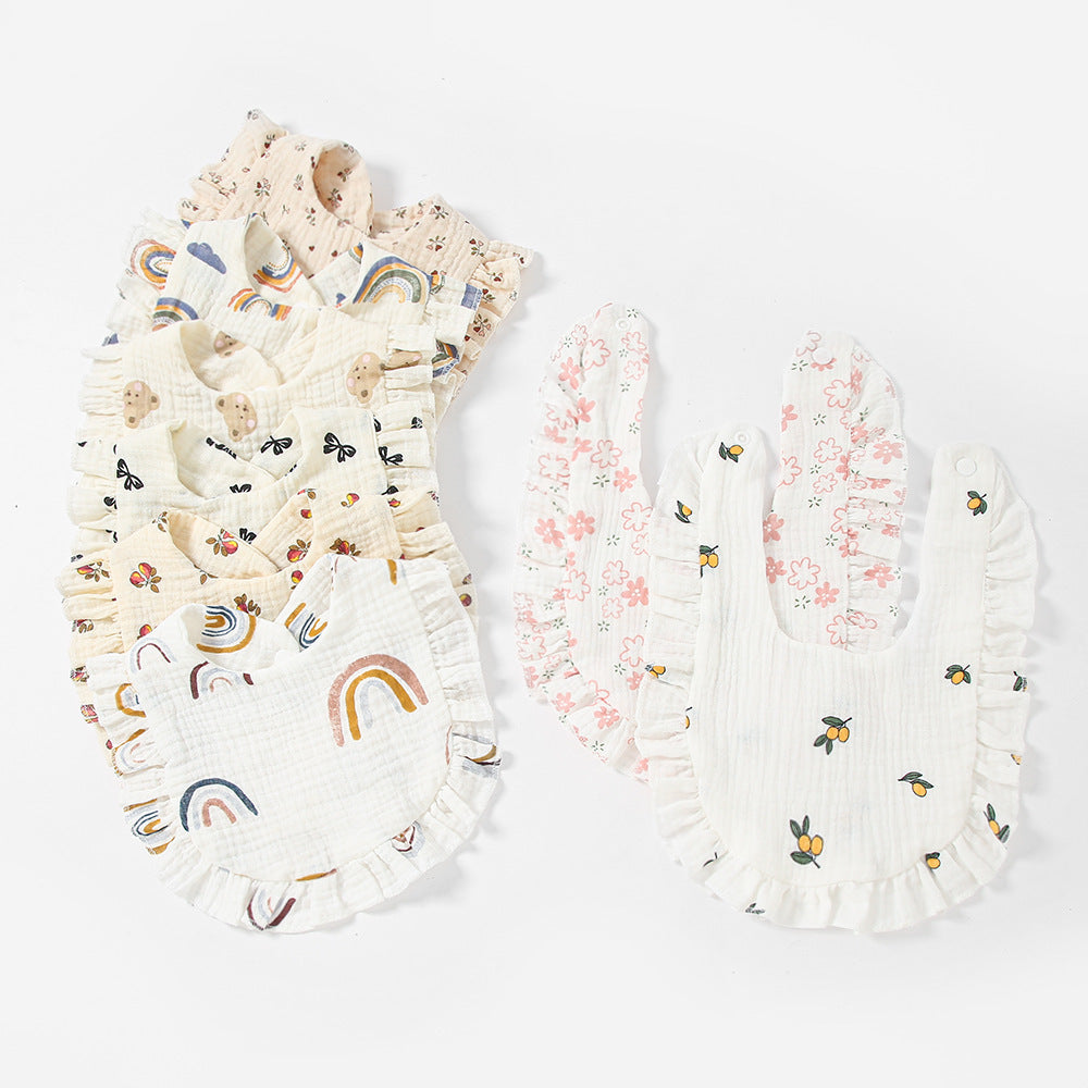 Children's Printed Pure Cotton Lace Bib