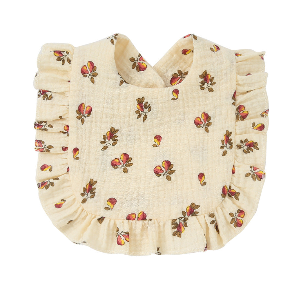 Children's Printed Pure Cotton Lace Bib