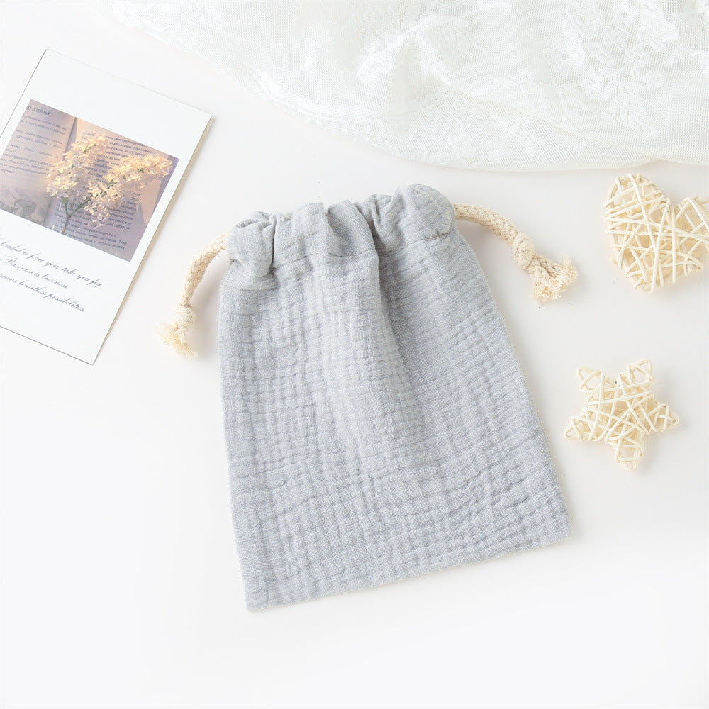 Double-layer Drawstring Pocket Cotton Printed Crepe Bib Hanging Bag