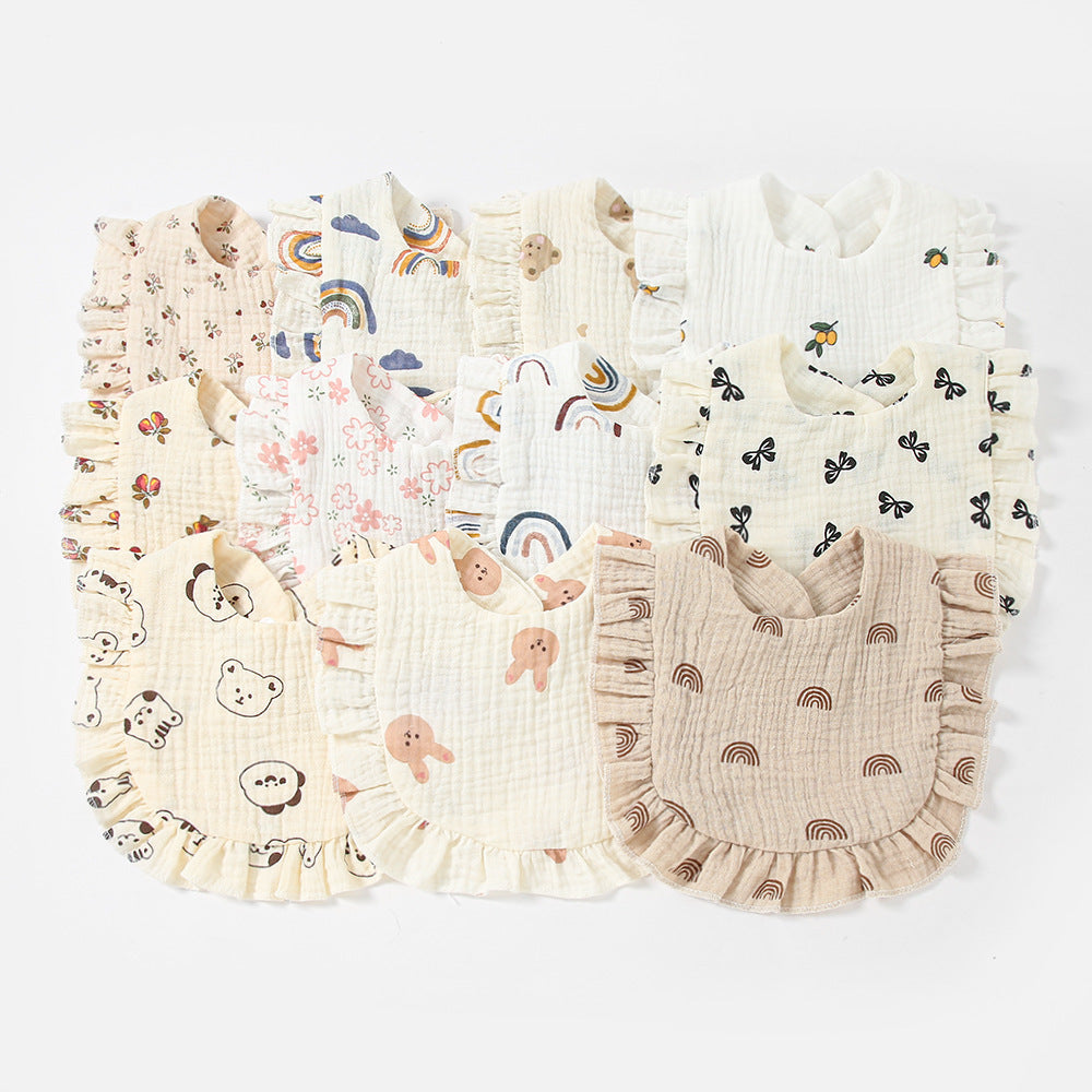 Children's Printed Pure Cotton Lace Bib